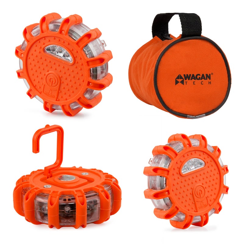 Wagan EL2639-3 FRED Flashing Roadside Emergency Disc LED Flare 9 Flash Modes for Roadside Security, Warning Flashing with Magnet and Hook for Vehicles and Boats - Image 1